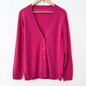 NWOT Woolx Womens Size Small 100% Merino Wool Fuchsia Bright Pink Color Cardigan